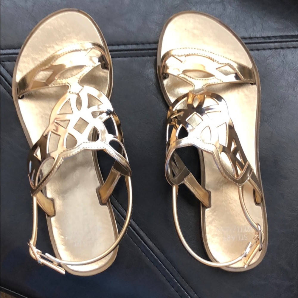 Stuart Weitzman Gold Patent Leather Sandals